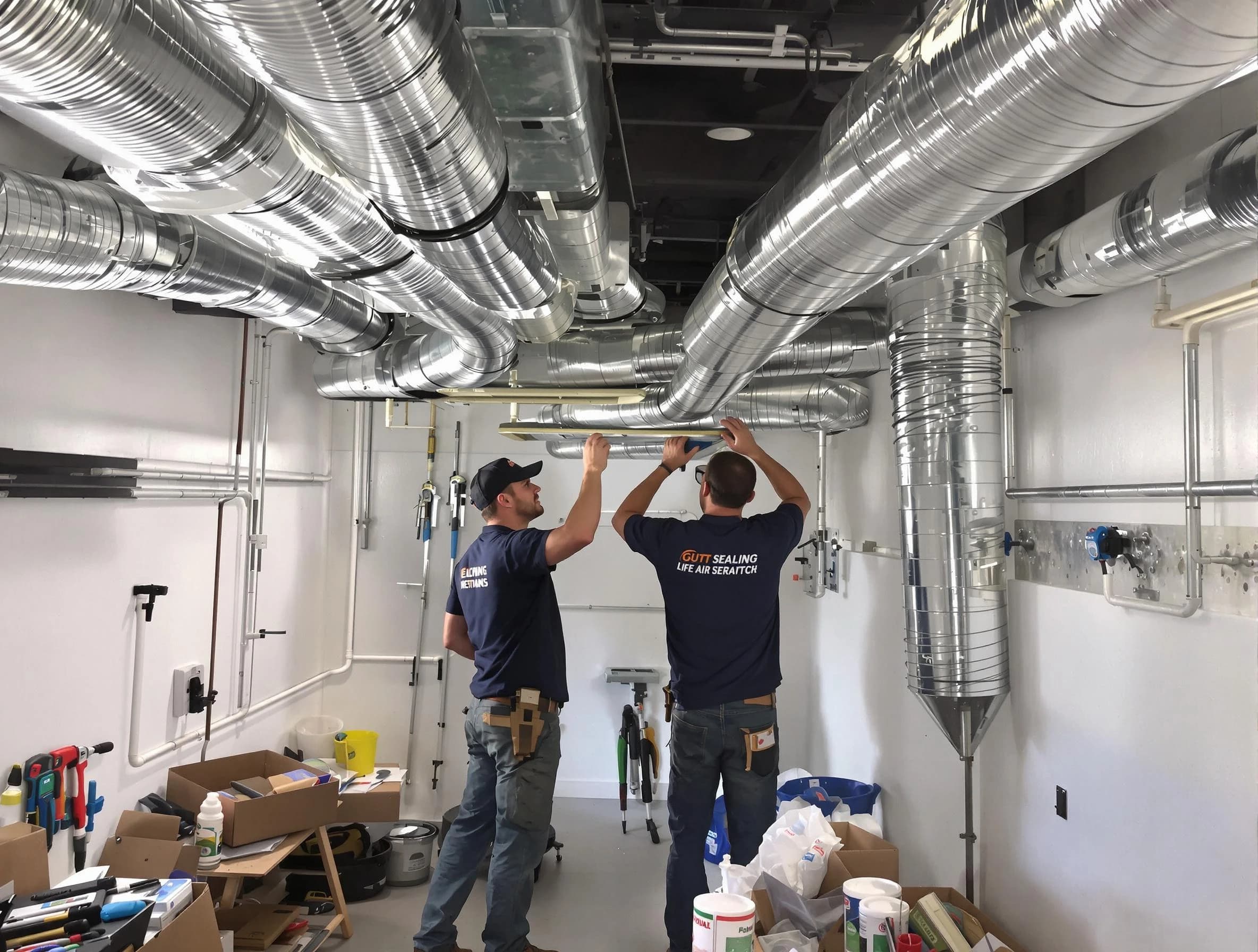 Hendersonville Air Duct Cleaning technician applying professional duct sealing solutions in Hendersonville