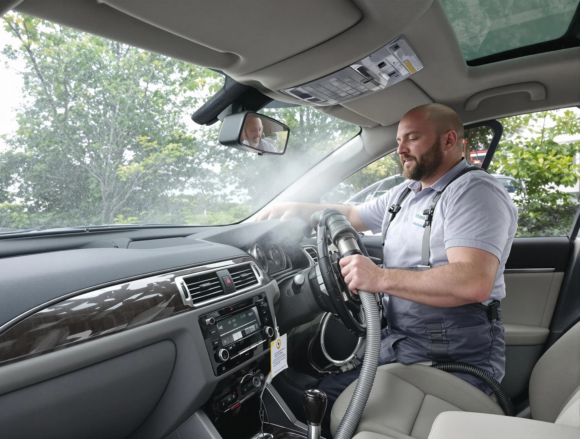 Hendersonville Air Duct Cleaning specialist performing professional car duct cleaning in Hendersonville