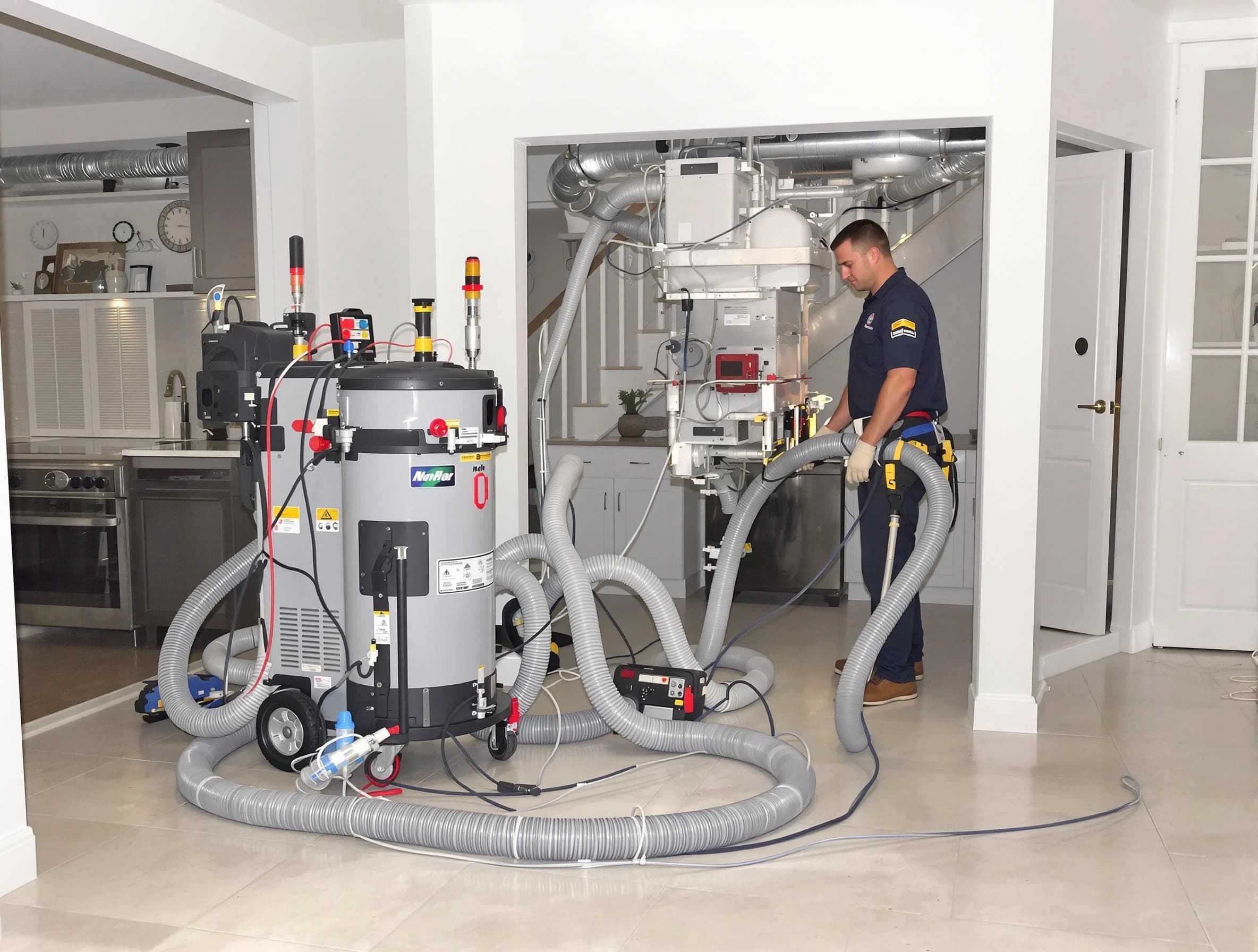Hendersonville Air Duct Cleaning technician operating negative pressure cleaning equipment for thorough duct maintenance in Hendersonville