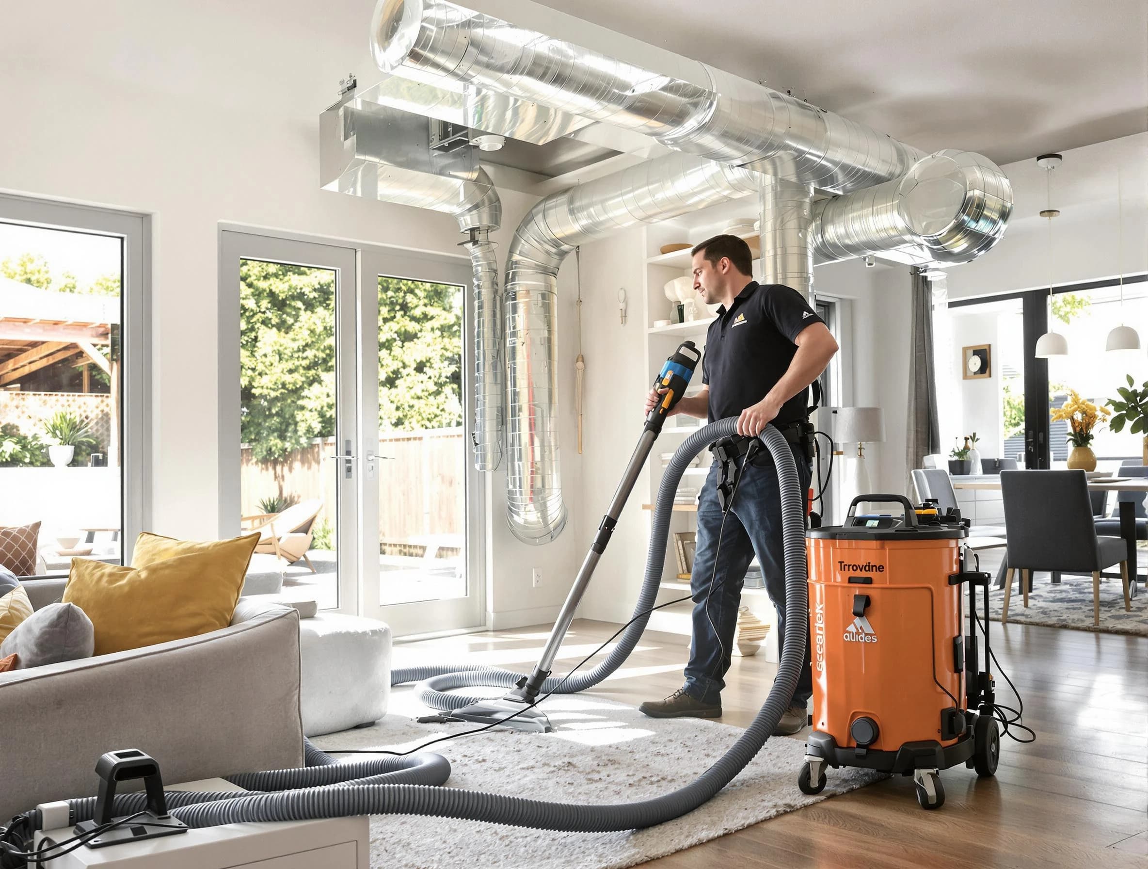 Hendersonville Air Duct Cleaning specialist performing thorough residential duct cleaning using advanced equipment in Hendersonville
