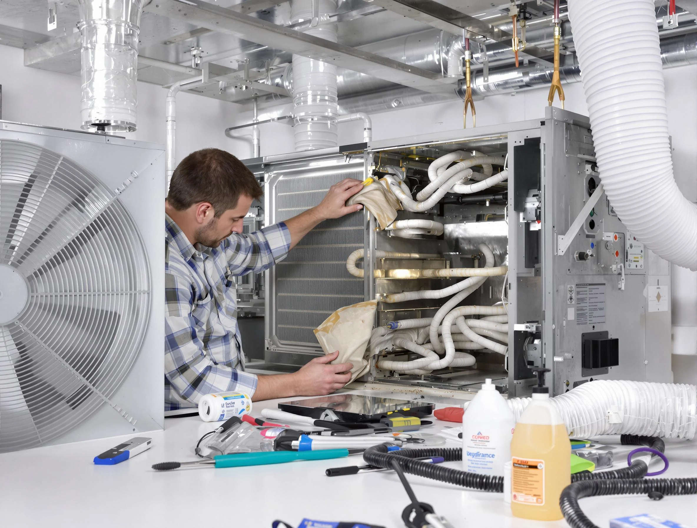 Hendersonville Air Duct Cleaning specialist performing precision AC coil cleaning in Hendersonville