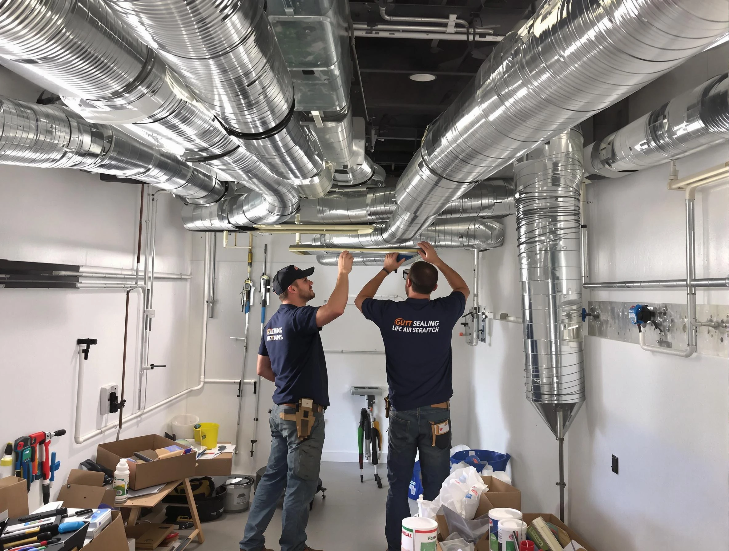 Hendersonville Air Duct Cleaning technician applying professional duct sealing solutions in Hendersonville