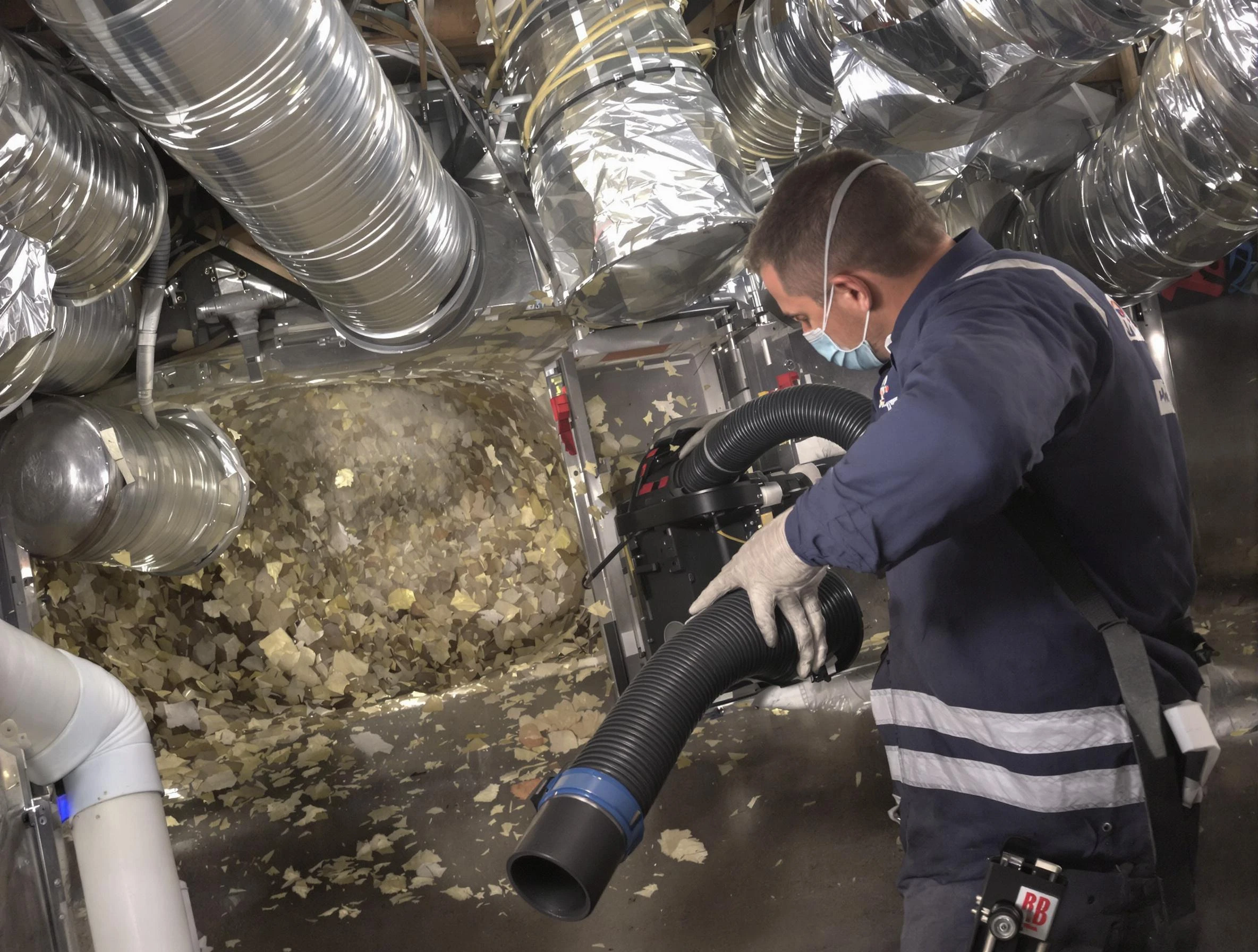 Hendersonville Air Duct Cleaning specialist operating negative pressure cleaning equipment for thorough duct maintenance in Hendersonville