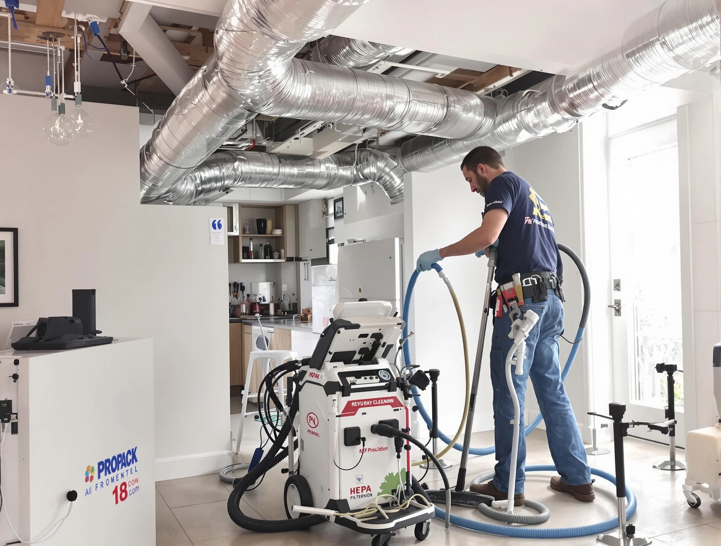 Hendersonville Air Duct Cleaning technician performing advanced pure duct cleaning with specialized equipment in Hendersonville